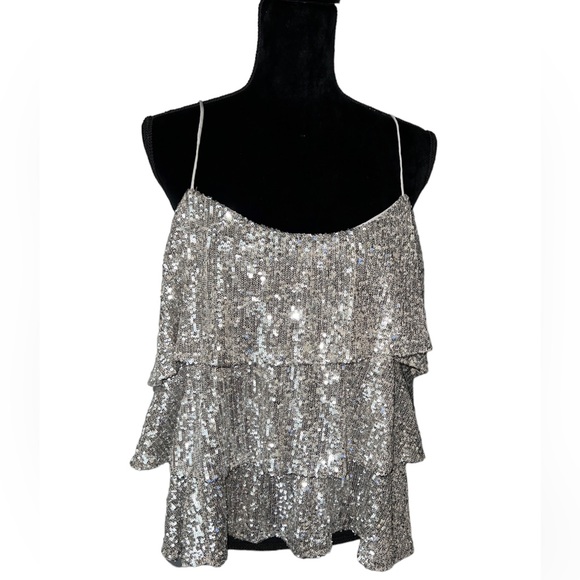 EXPRESS SILVER SEQUIN TANK TOP - Picture 2 of 3